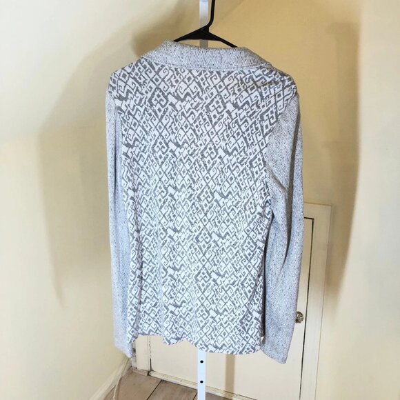 Tart EUC Women's Light Gray Knit Blazer with Geo Houndstooth Pattern Size L - Picture 3 of 7